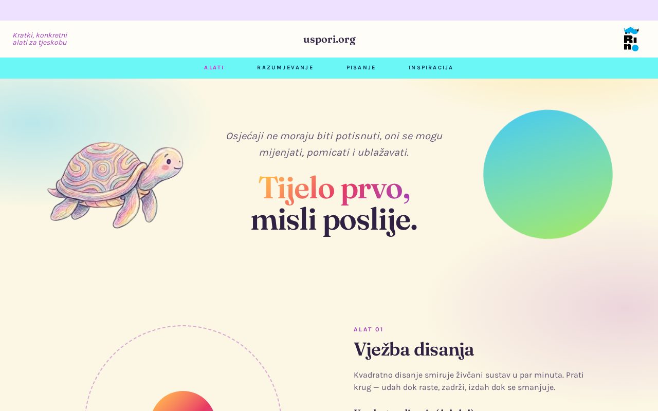 Izgled stranice Uspori